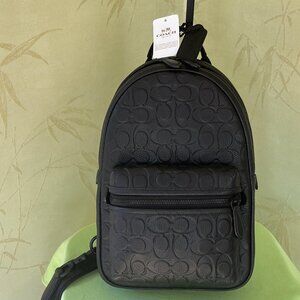COACH CHARTER PACK IN SIGNATURE LEATHER:NWT BLACK CP116 Retail:$450